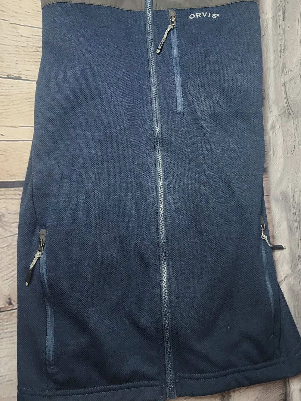 Orvis Navy and Gray Zip Front Fleece Jacket - Picture 4 of 7